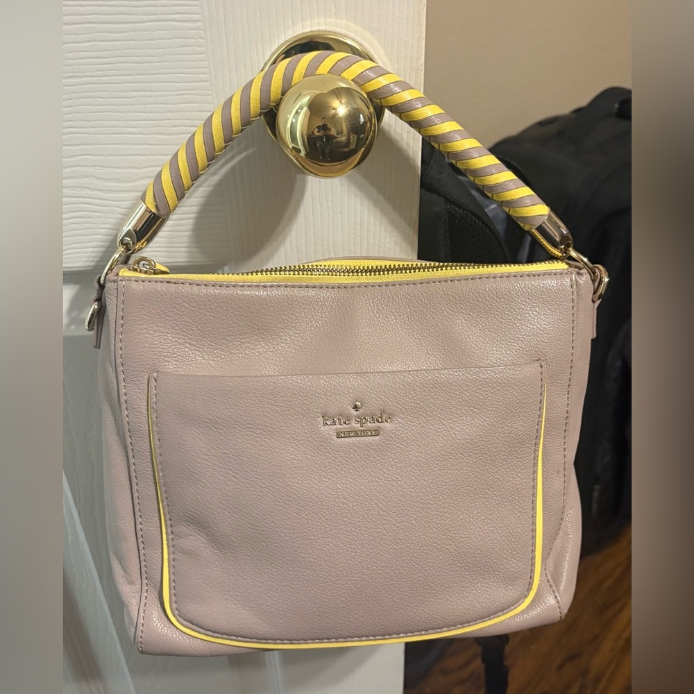 Kate Spade Taupe and Yellow Shoulder Bag